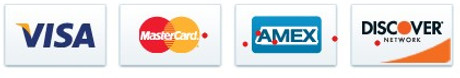 Visa, Mastercard, Amex, Discover accepted